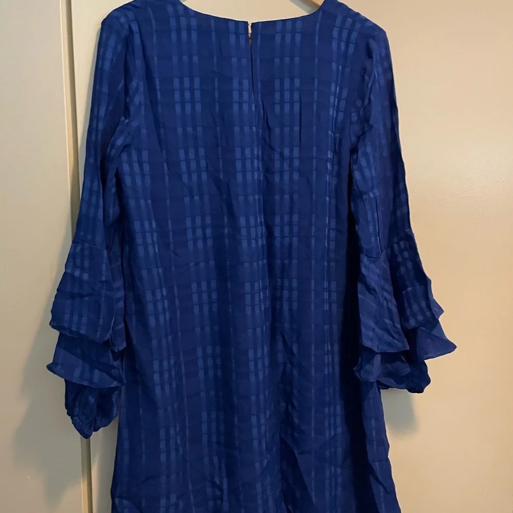 Susar Lips Dress Long-sleeve Ruffled Cuff -Blue - Medium NWT